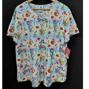 NWT Tom and Jerry WM13T745LC Graphic Print T-Shirt Multicolor Short Size XL
